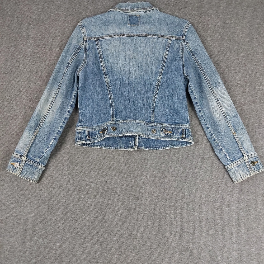 THE LIMITED WOMENS VTG Y2K BLUE LIGHT WASH DISTRESSED DENIM JACKET SIZE SMALL - Picture 6 of 6